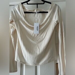 NWT reformation XL cream long sleeve shirt